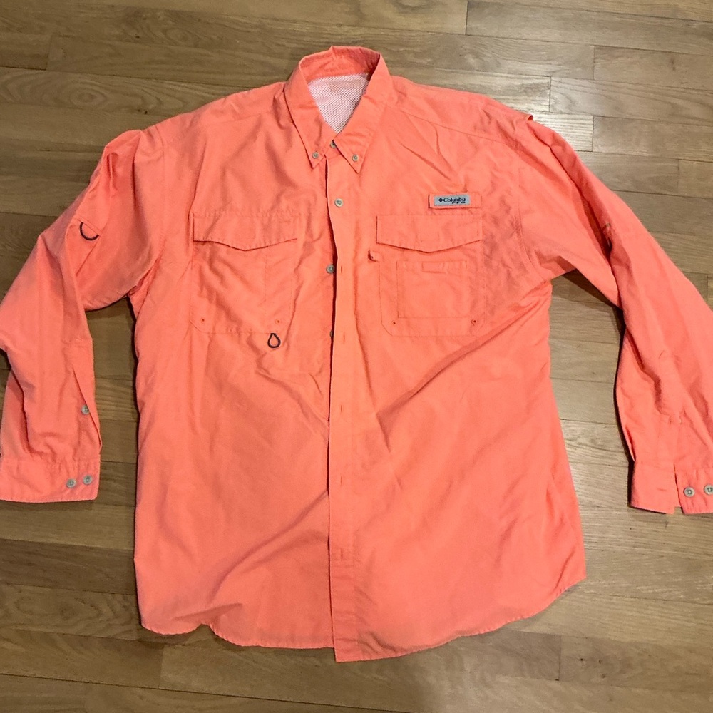 Columbia Peach XL PFG Fishing/Utility Shirt